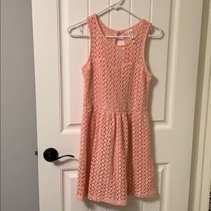 Light pink lace dress.